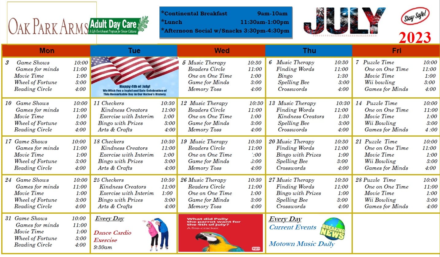 July Events Calendar
